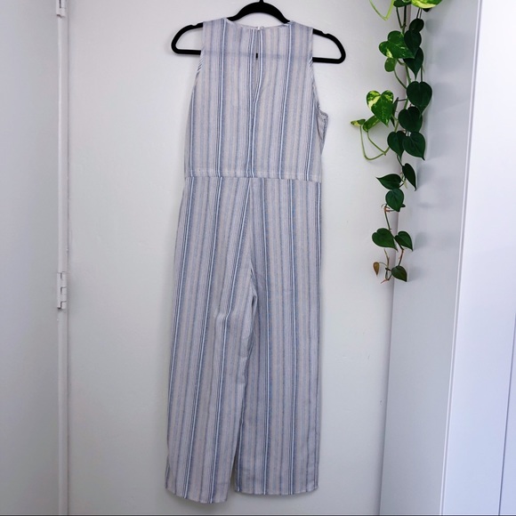 Anthropologie DREW Stripe Jumpsuit Tan Blue XS NWT - Picture 7 of 11